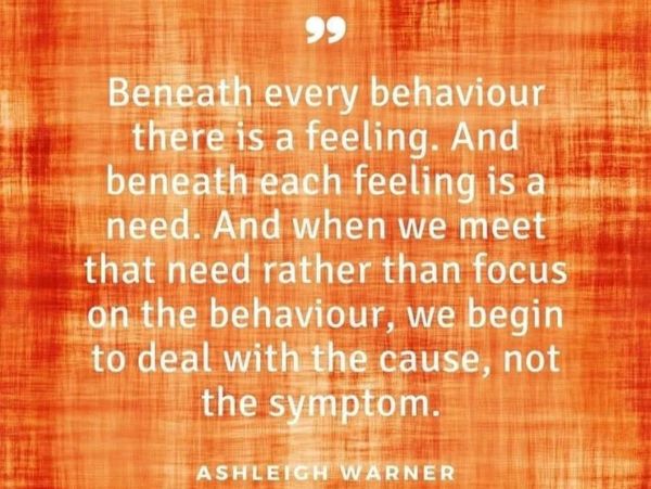 looking at our behaviours and noticing the feeling and need behind it and then meeting that need.