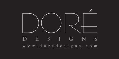 Logo of Doré Designs on a black background.