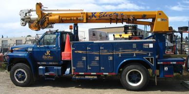 Digger derrick, auger truck, bucket truck, power pole