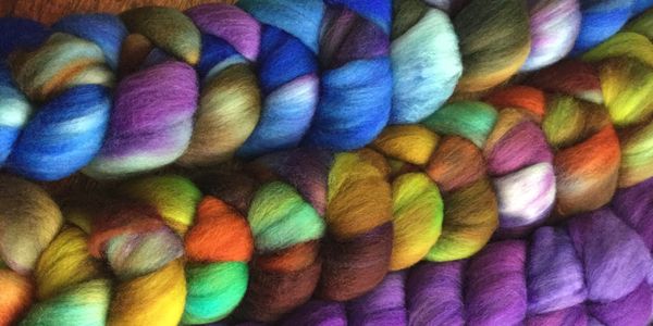 Hand dyed wool roving