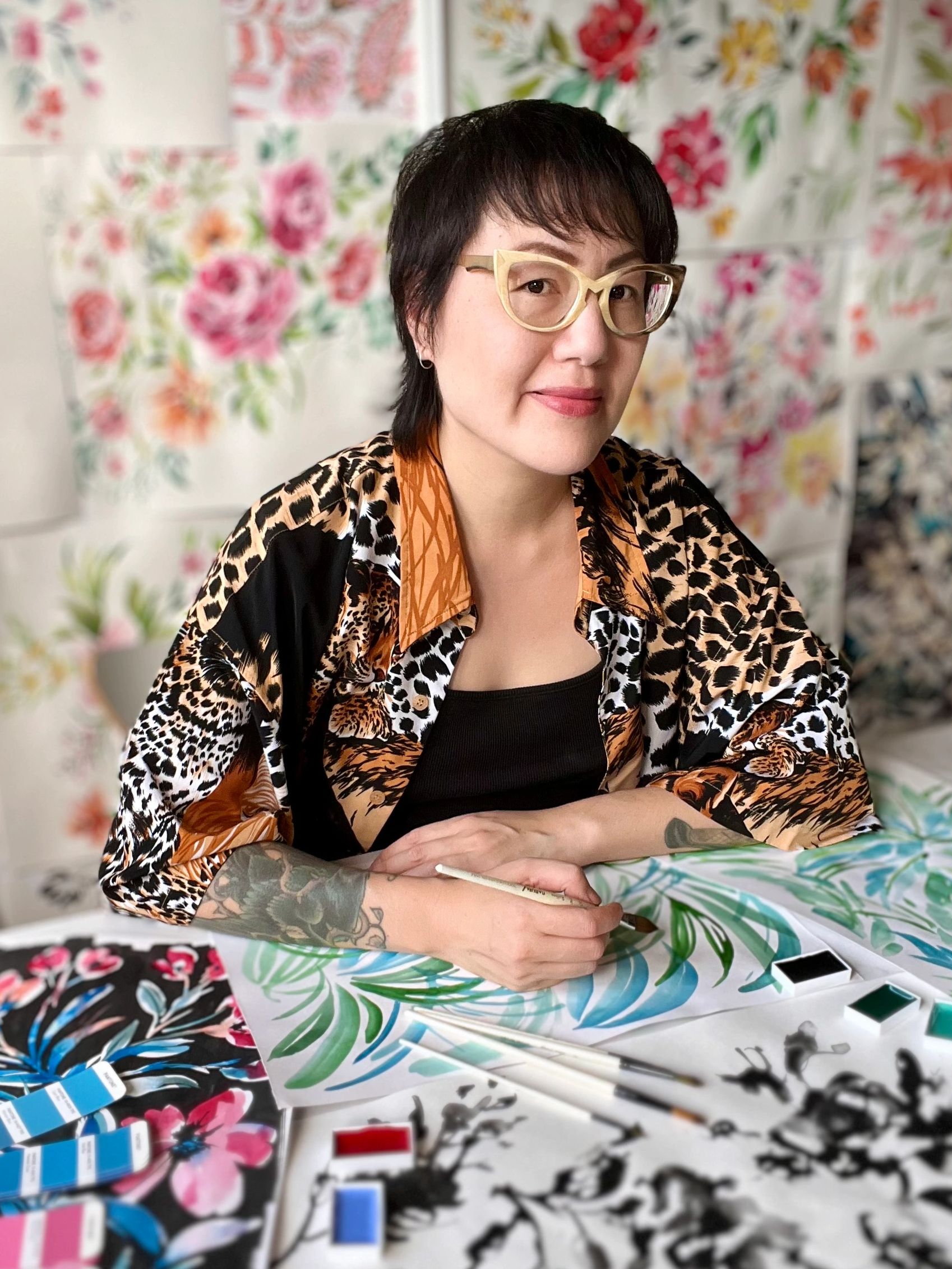 Portrait of artist and textile designer, Carolyn Quan.