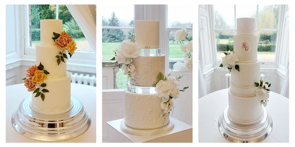 three tier white elegant wedding cake doncaster