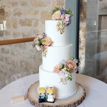 three tier white floral wedding cake doncaster