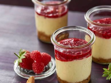 Cheese cakes in jars with link to Cookidoo recipe