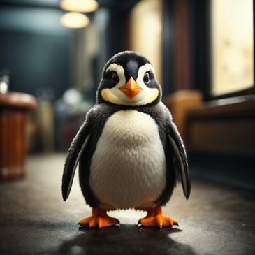 photo of a cute penguin that represents open source ai for large language models and llm models