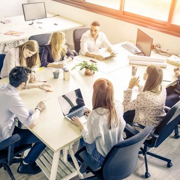 Professional team at a conference table