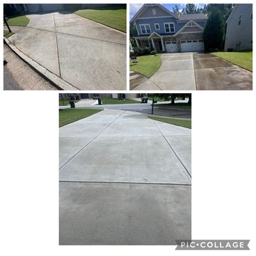 Before and after surface cleaning driveway Dallas GA