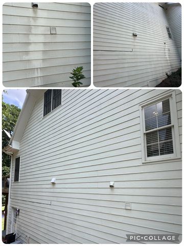 Before and after pressure washing side of house Acworth 