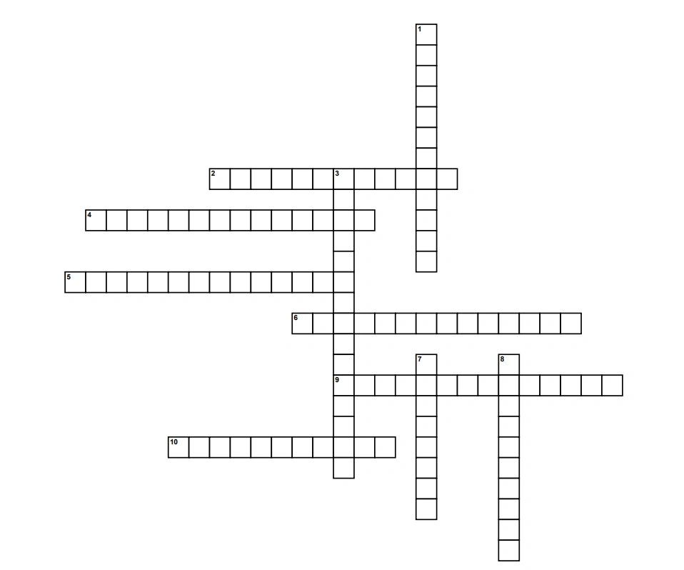 Blank crossword puzzle grid with numbered clues.
