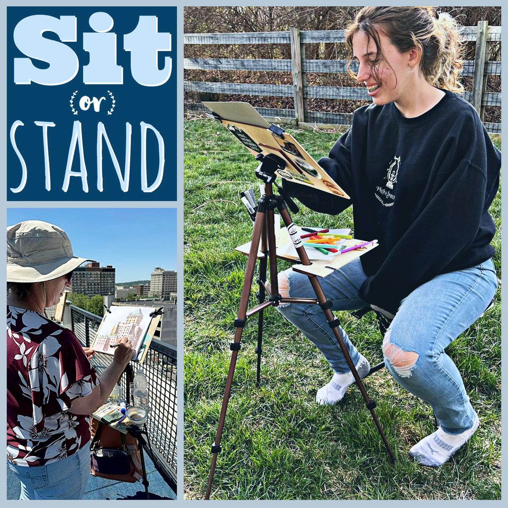 plein air easel being used standing or sitting
