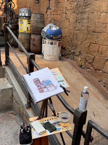 plein air watercolor painting galaxy far away