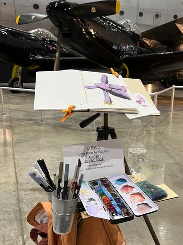 air force plane sketch watercolor museum