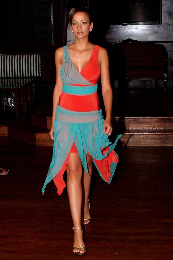 Coral and Blue summer edition dress with hand painted sea life on fabric