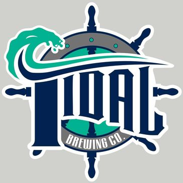 Logo of 1WAL Brewing Co. with nautical theme and wave graphic.