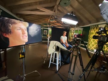 Interview setup with multiple cameras