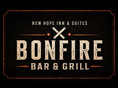 Sign for Bonfire Bar &amp; Grill at New Hope Inn &amp; Suites.