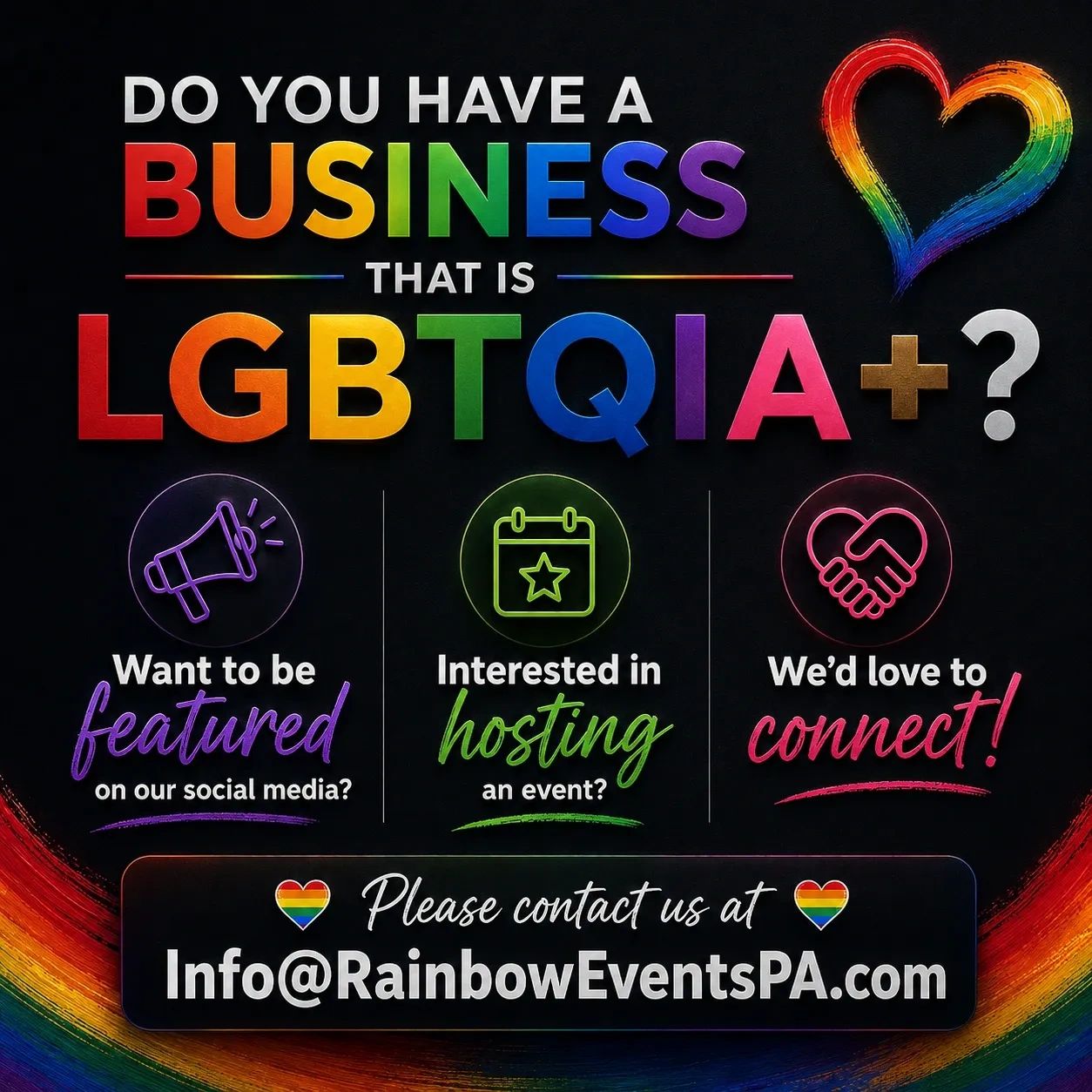 Call for LGBTQIA+ businesses to connect and collaborate.