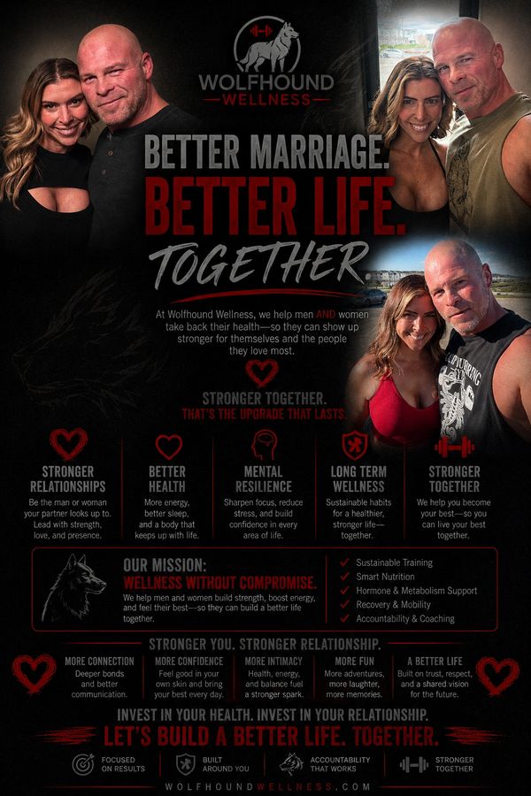 Wolfhound Wellness promotes stronger marriages and better lives through health and wellness for men and women.