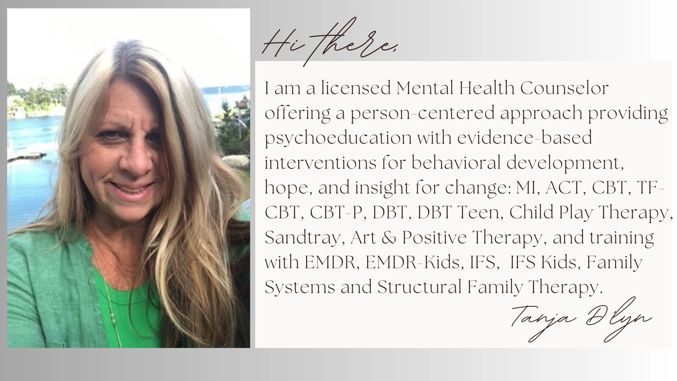 Licensed Mental Health Counselor offering evidence-based therapies and training for behavioral development and family systems.
