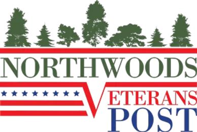 Northwoods Veterans Post logo with trees and stars.