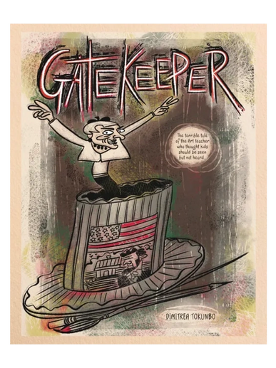 art teacher reminiscent of Nixon bops out of a top hat with Lincoln painted on the front by dimitrea