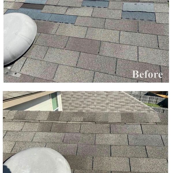 wind damaged shingles replaced