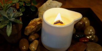 Lotion candle with wooden wick