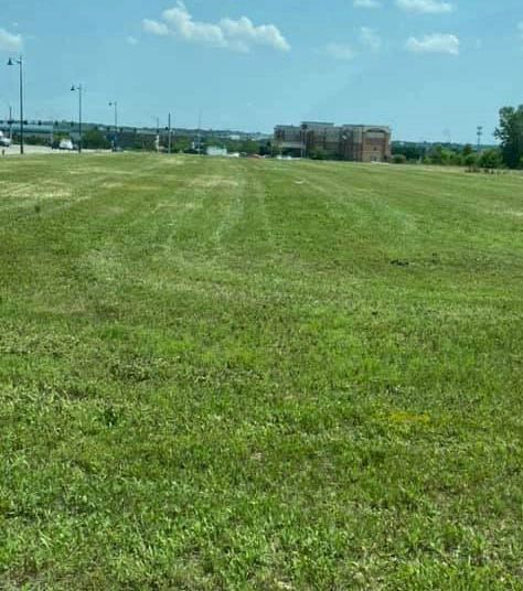 Freshly mowed green field in Nebraska.