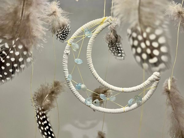 Halo dreamcatcher feathers moon crystals led lights