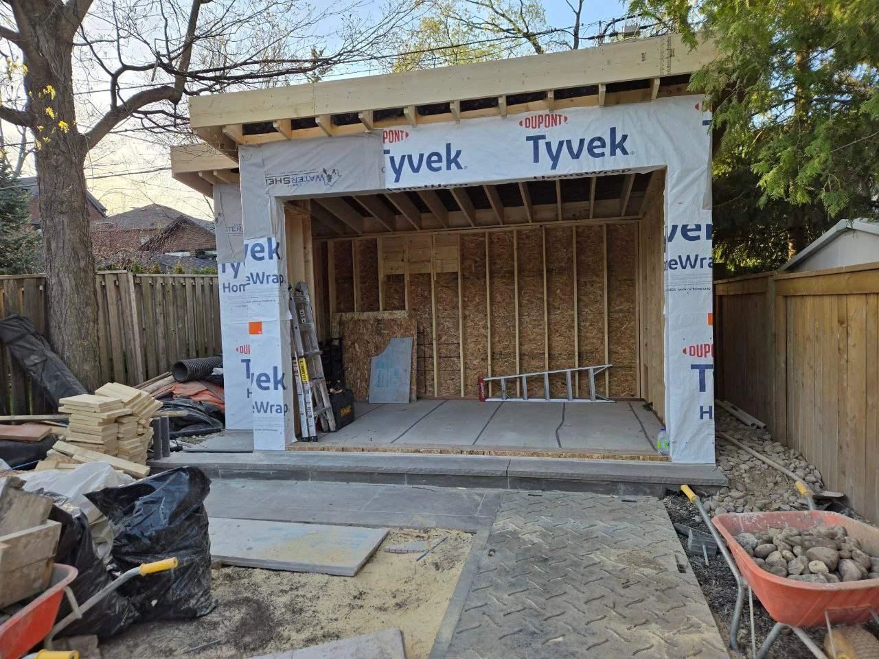 Backyard cabana project combining functionality and outdoor living.