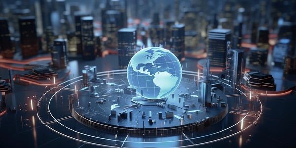 Stock image - Globe central to city.