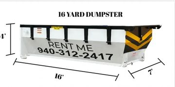 15 Yard Dumpster
* 3 day rental: $400
* 7 day rental: $425
* 10 day rental: $450
1 month: $1,275

