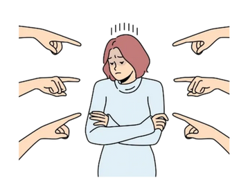 Speaker feeling under pressure with fingers pointing at them