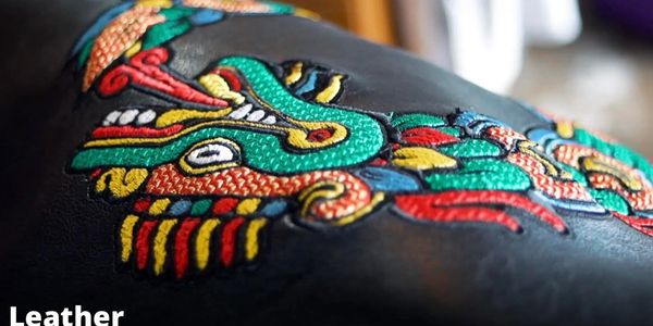 Leather coat embroidery 