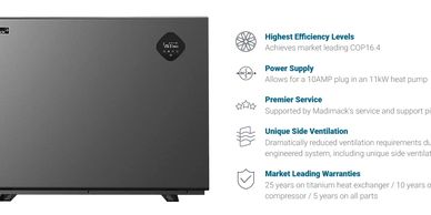 Modern heat pump with high efficiency and premium service features.