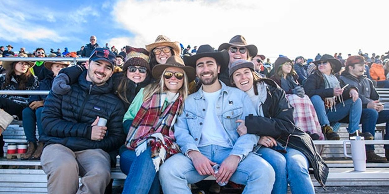 Fun photo of fans at the Gallatin Skijor Invitational in Bozeman Montana