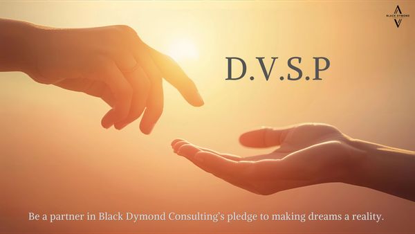 Two hands reaching towards each other with a warm sunset background and the text D.V.S.P.