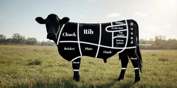 Cow featuring location for cuts of meat