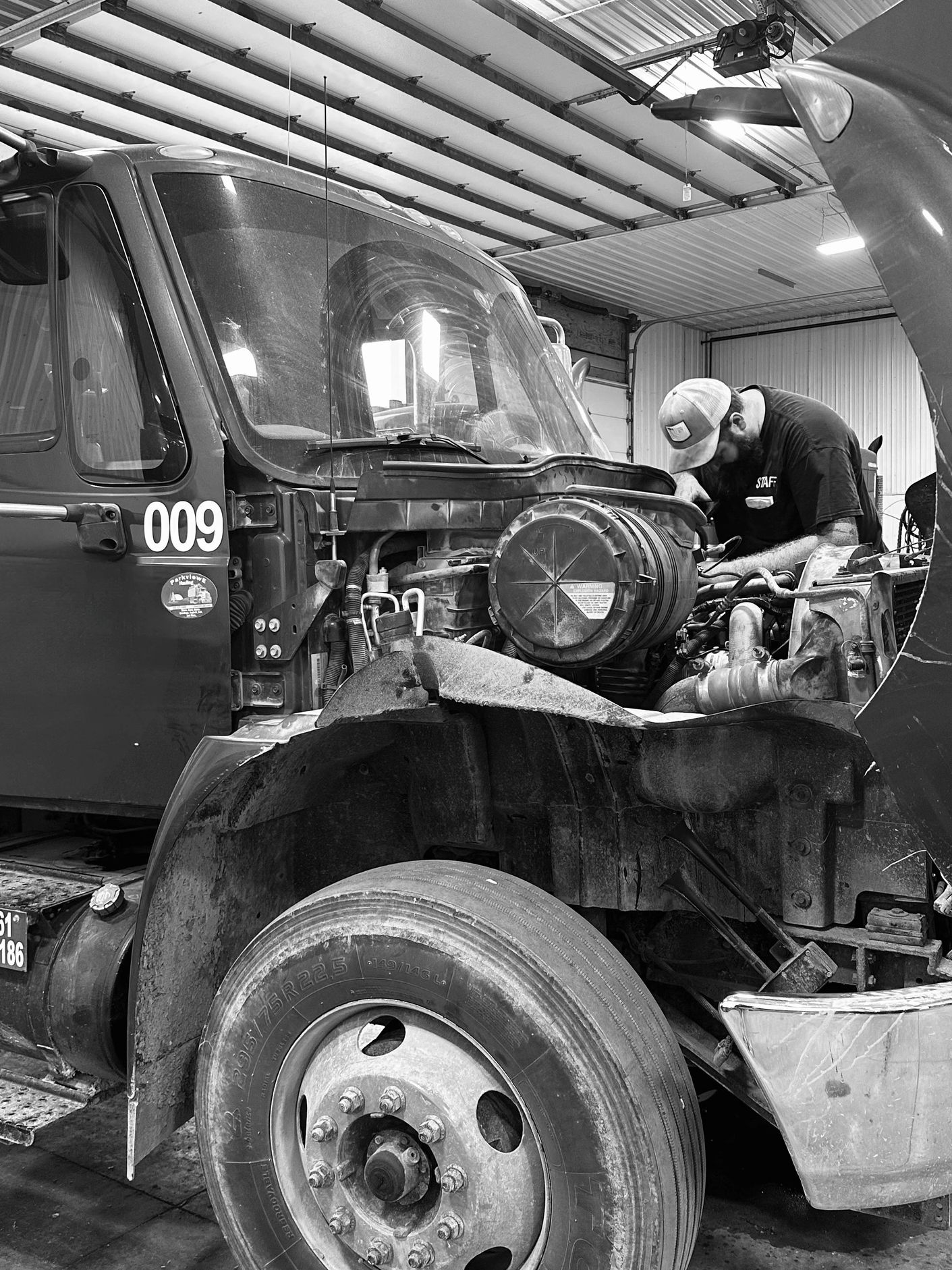 Mechanic working on truck