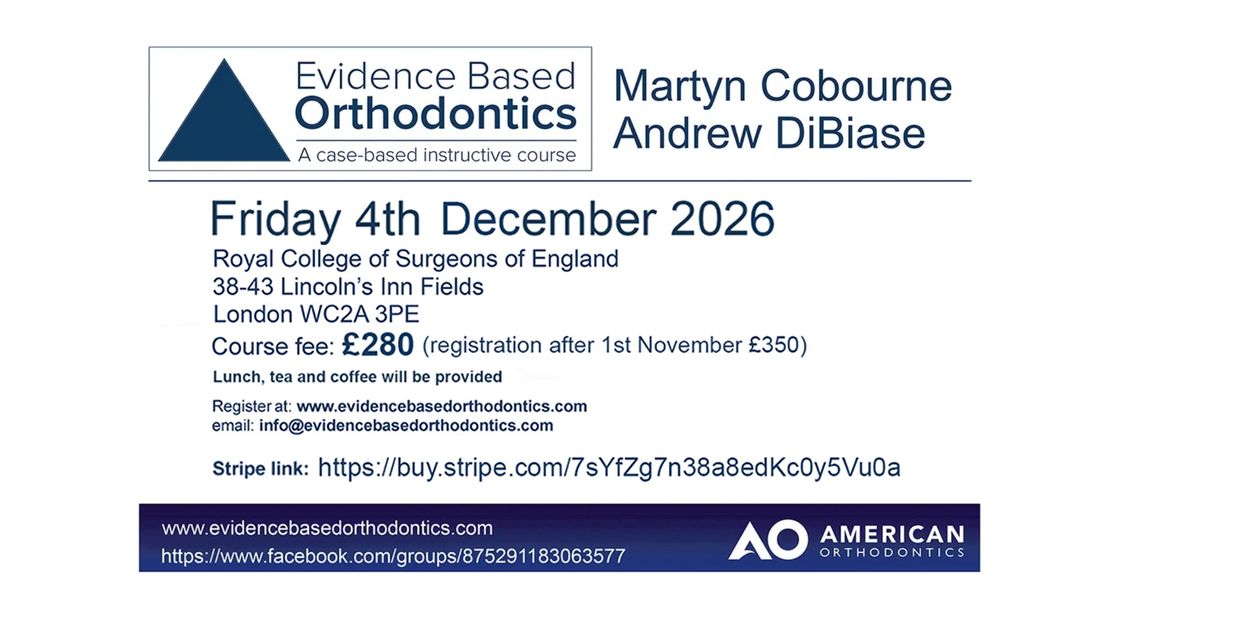 Orthodontics course on December 4, 2026, at Royal College of Surgeons, London.
