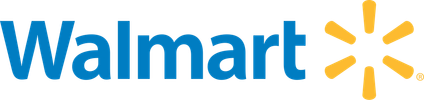 Walmart logo with blue text and yellow starburst.