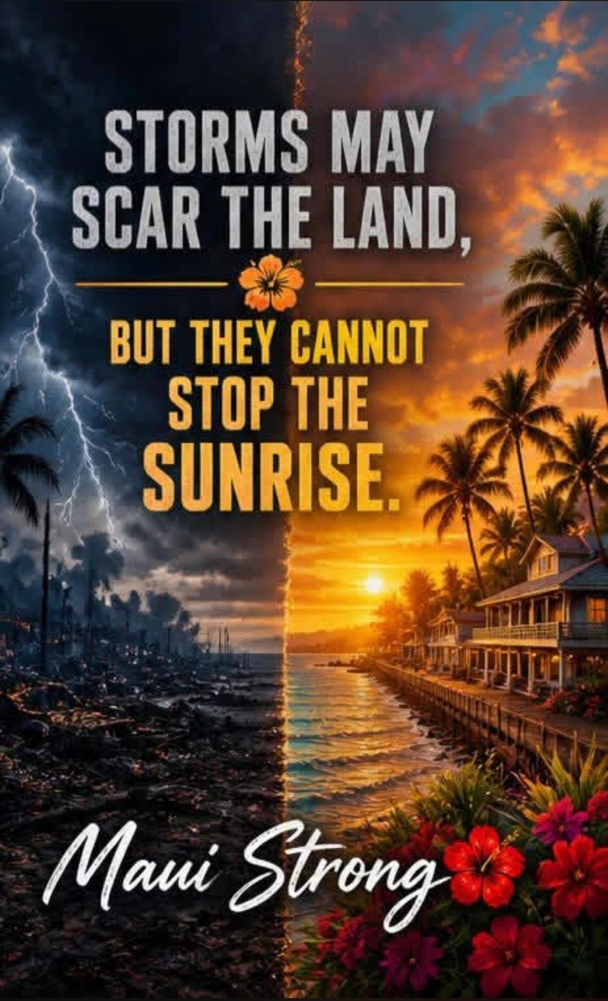 Storms may damage, but sunrise brings hope and renewal. Maui Strong.