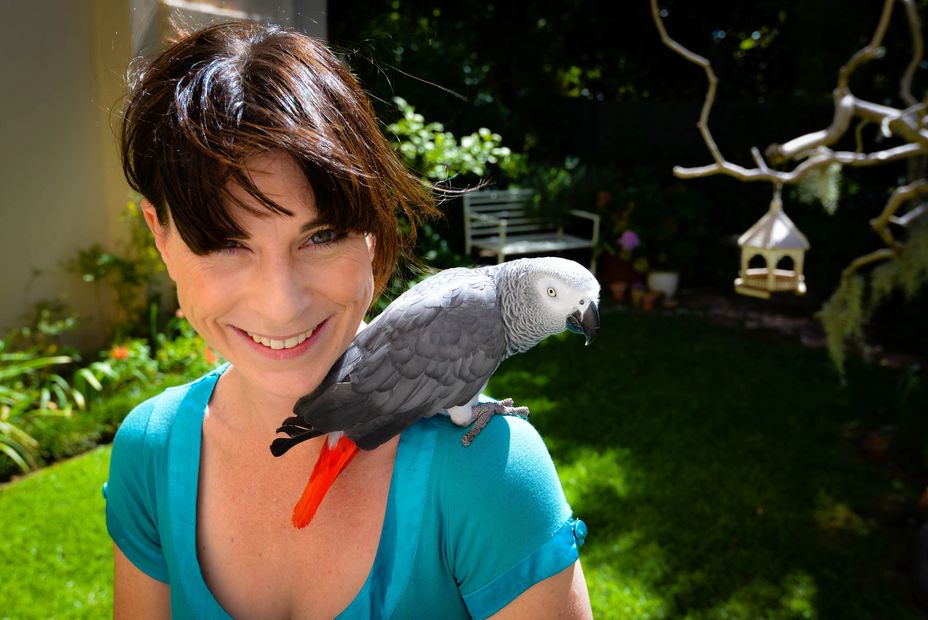 Bridget Davidtsz and Mo Skaap African Grey Parrot