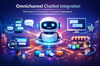 Digital chatbot connecting multiple communication channels for seamless customer service.