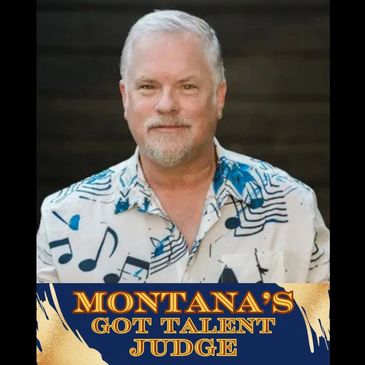 A man in a music-themed shirt labeled as Montana's Got Talent judge.