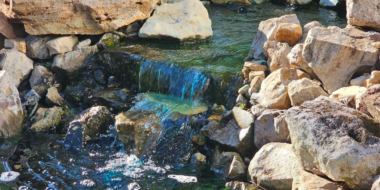 Decorative pond waterfall.