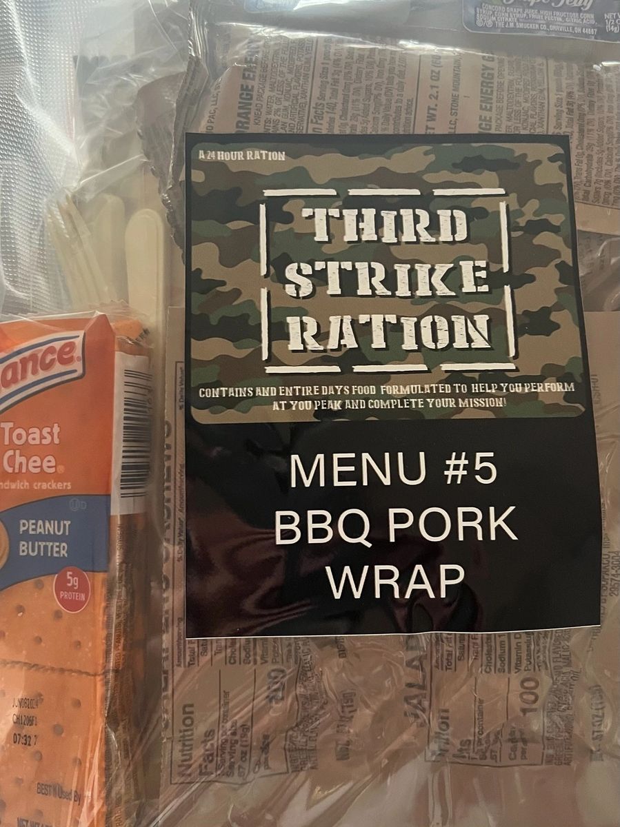 New and Improved Third Strike 24HR Ration (TSR) Menu 5 BBQ Pork Wrap ...