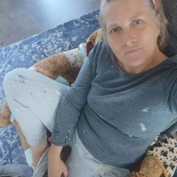Artist in her studio