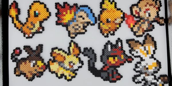 Pokemon Pixel art keychains including Charmander Cyndaquil Torchic Chimchar tepig fennekin litten