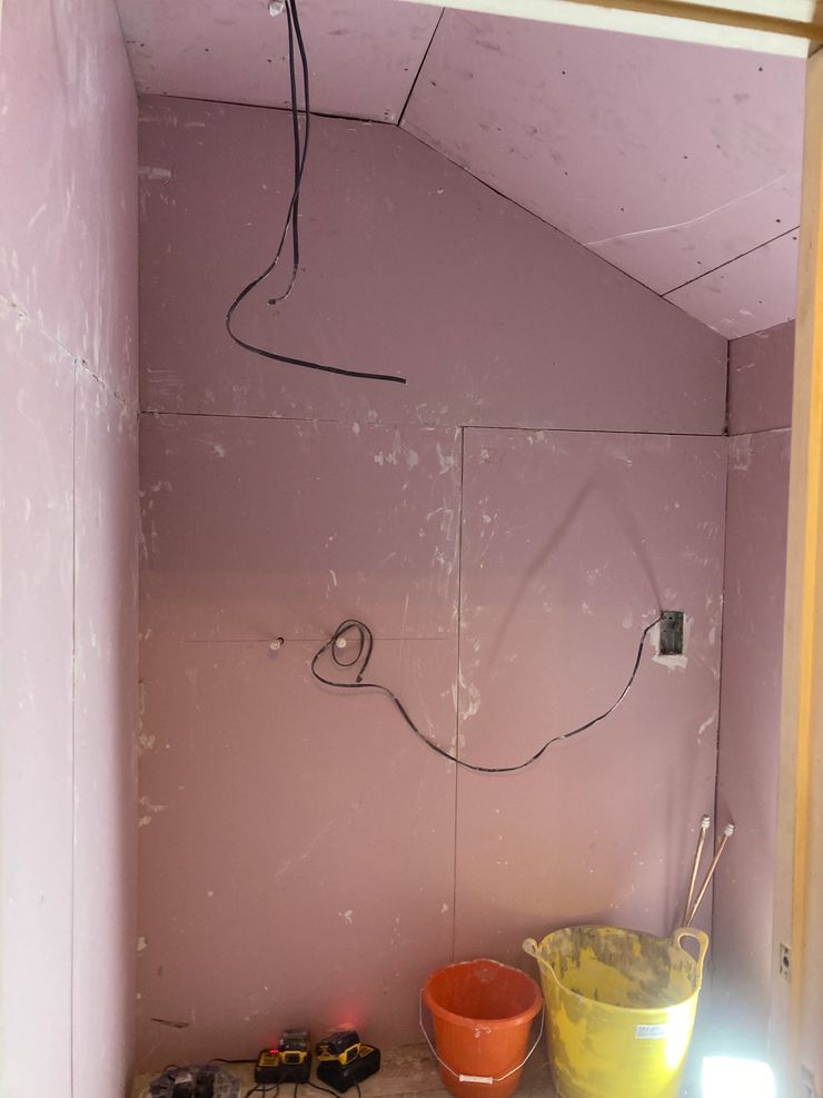 Black shower enclosure and metro tile bathroom completed in Greater Manchester